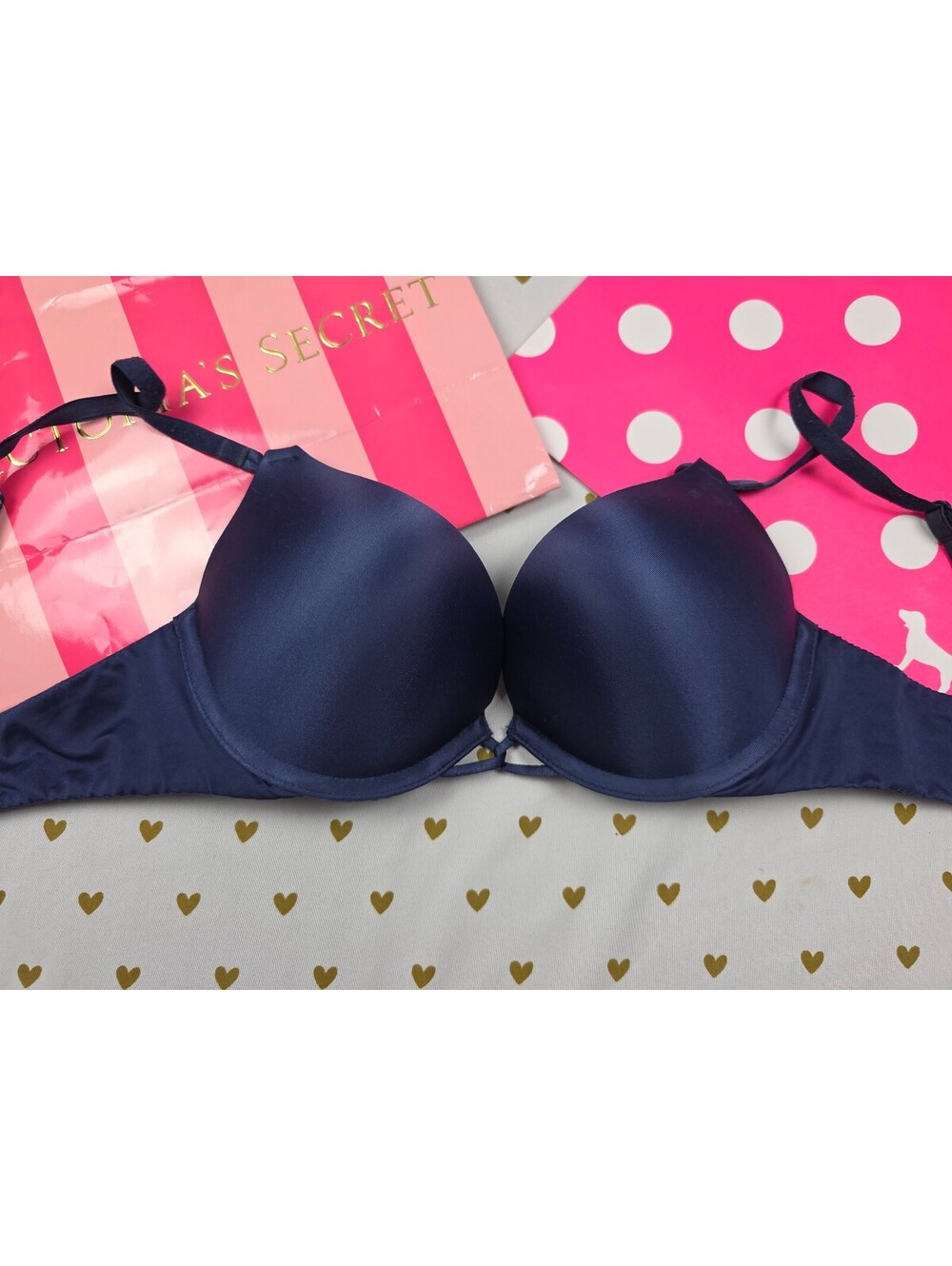 Victorias Secret Bombshell Add 2 Sizes Push Up Bra Blue Plunge 32B